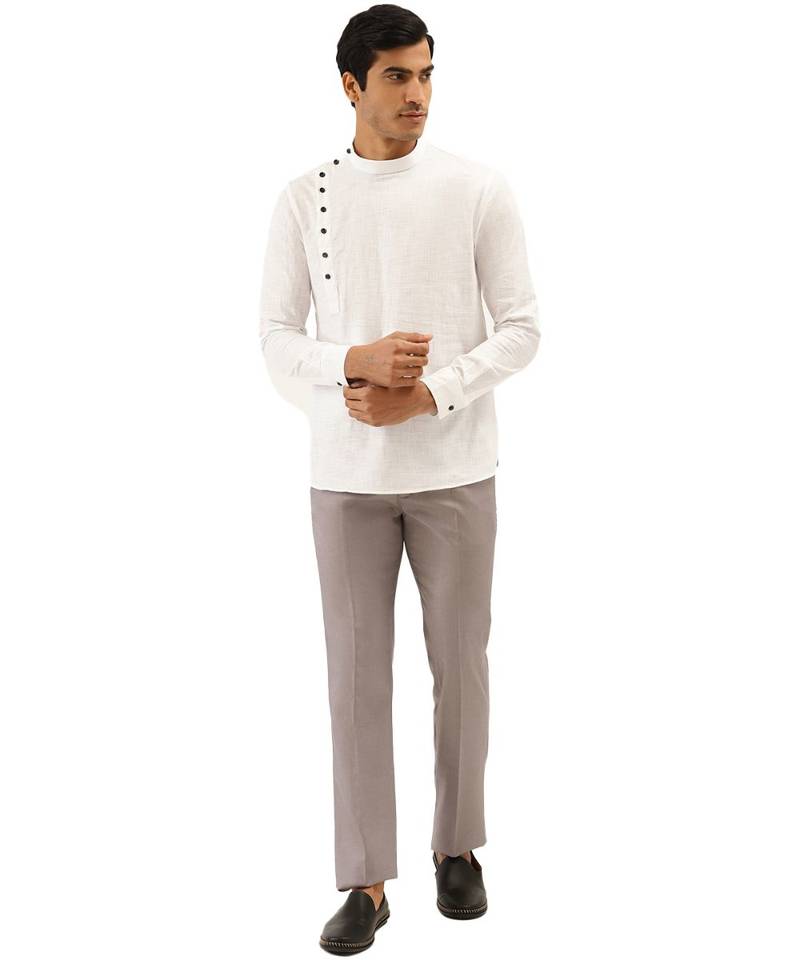 White Art Silk Short Kurta