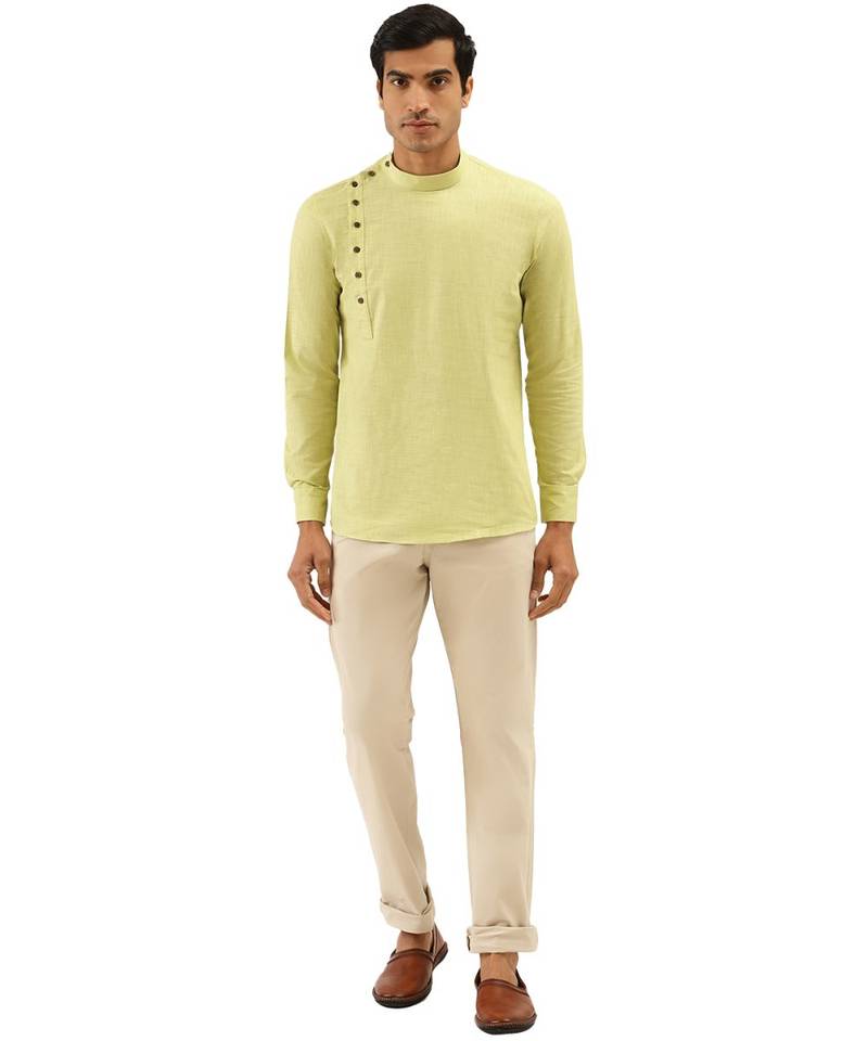 Green Art Silk Short Kurta