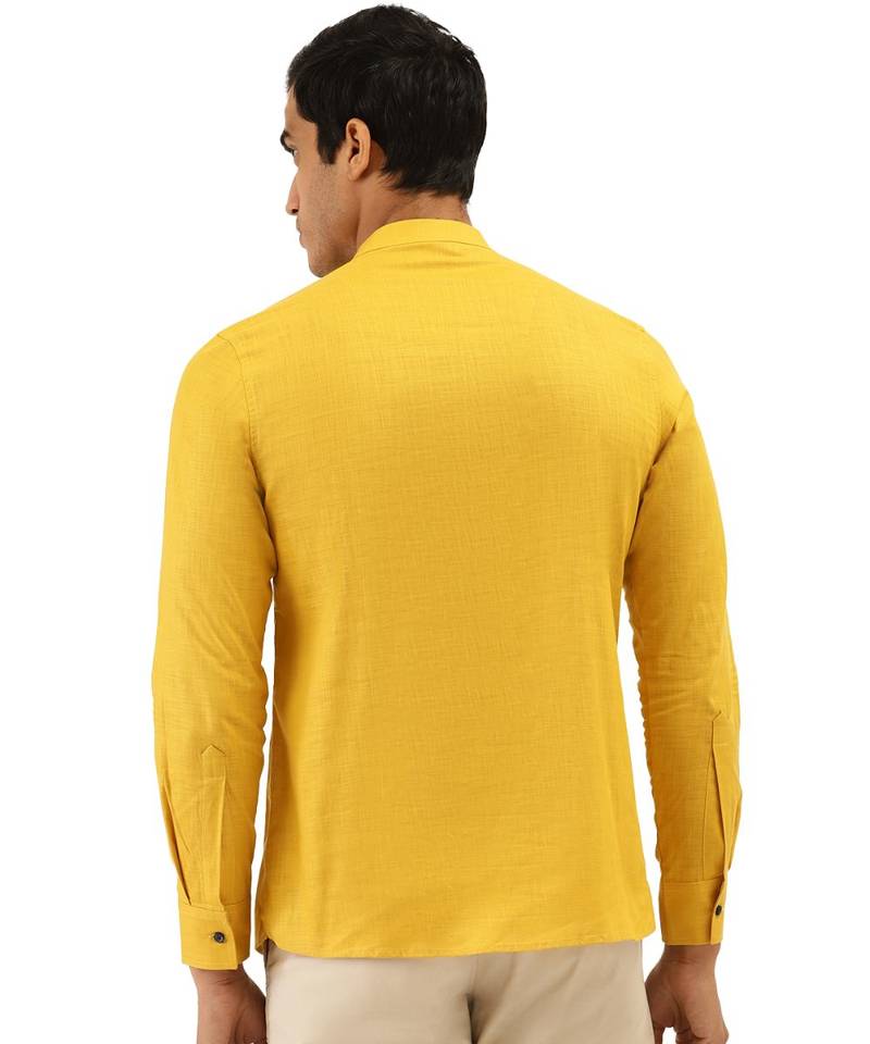 yellow Art Silk Short Kurta