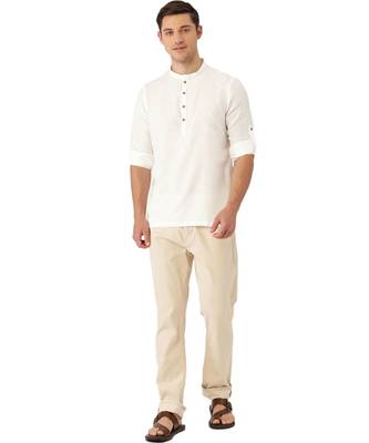 Cream cotton Short Kurta 5