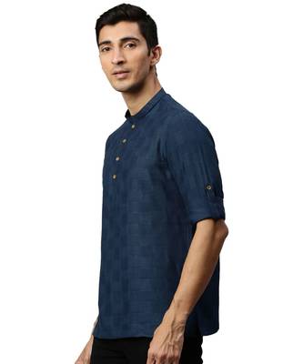 Blue cotton Short Kurta 3