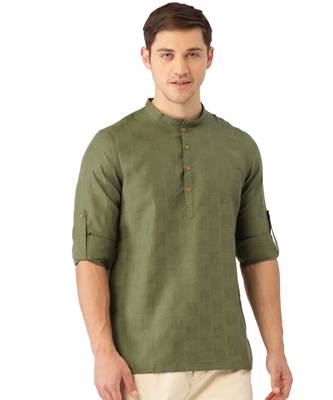 Green cotton Short Kurta 1