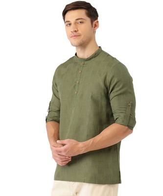 Green cotton Short Kurta 3