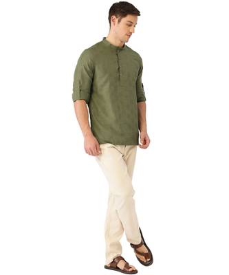 Green cotton Short Kurta 5