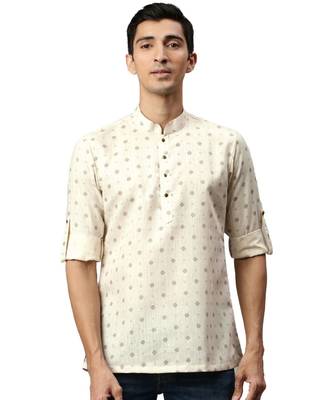 Beige cotton Short Kurta 1