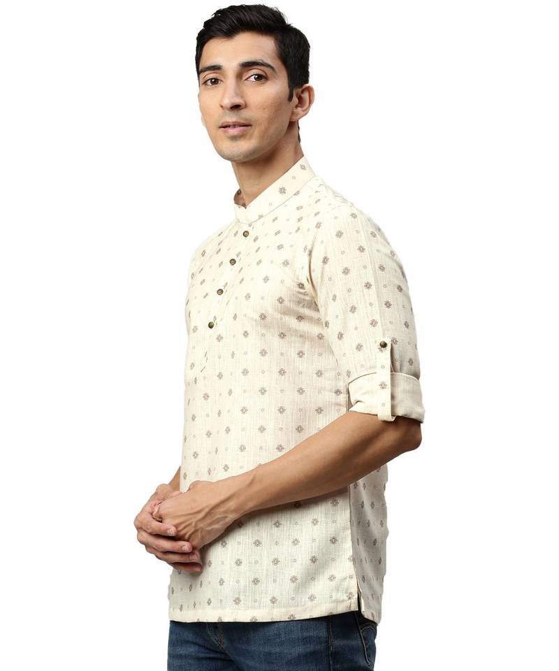 Beige cotton Short Kurta