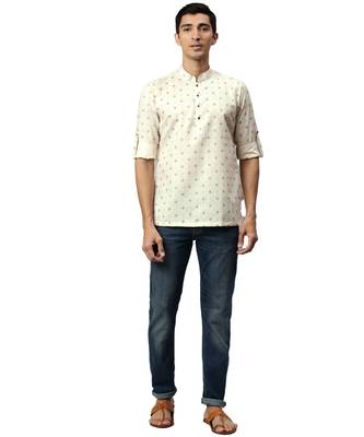 Beige cotton Short Kurta 5