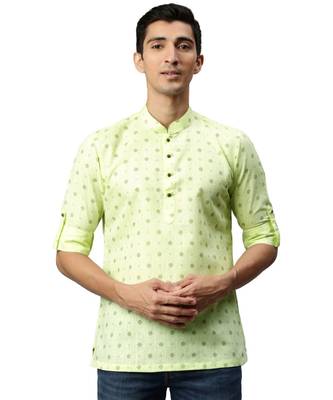 Green cotton Short Kurta 2
