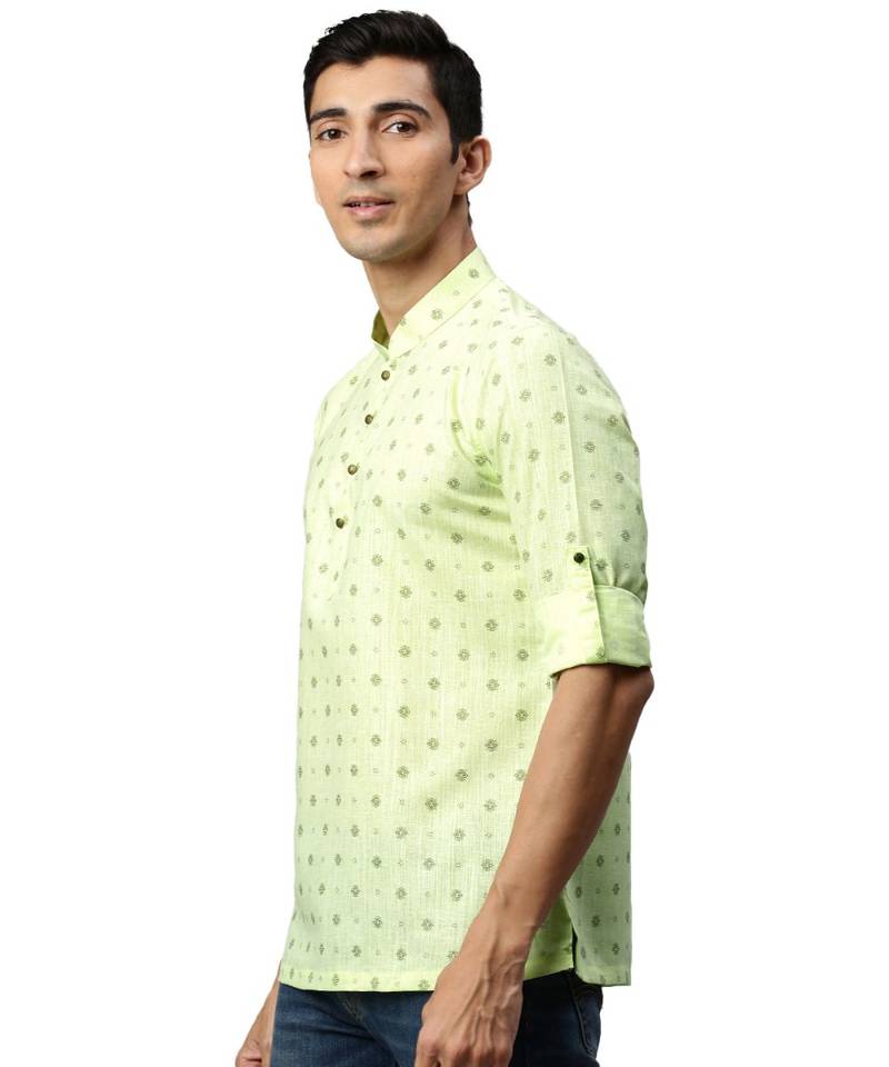 Green cotton Short Kurta