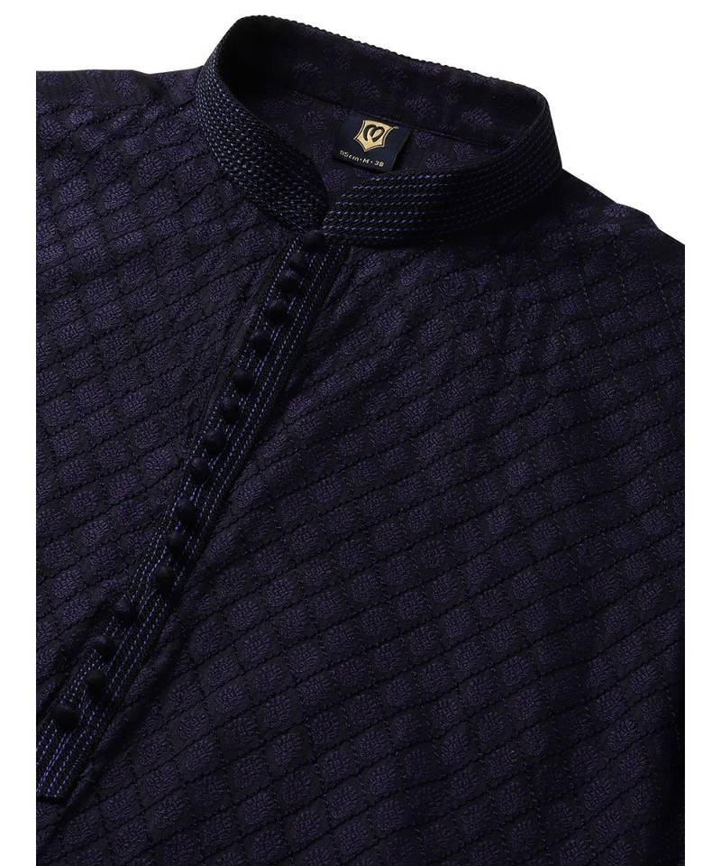 Blue Art Silk Kurta Churidar Set