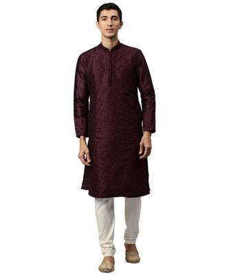 red silk Kurta Churidar Set 1