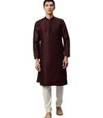 red silk Kurta Churidar Set