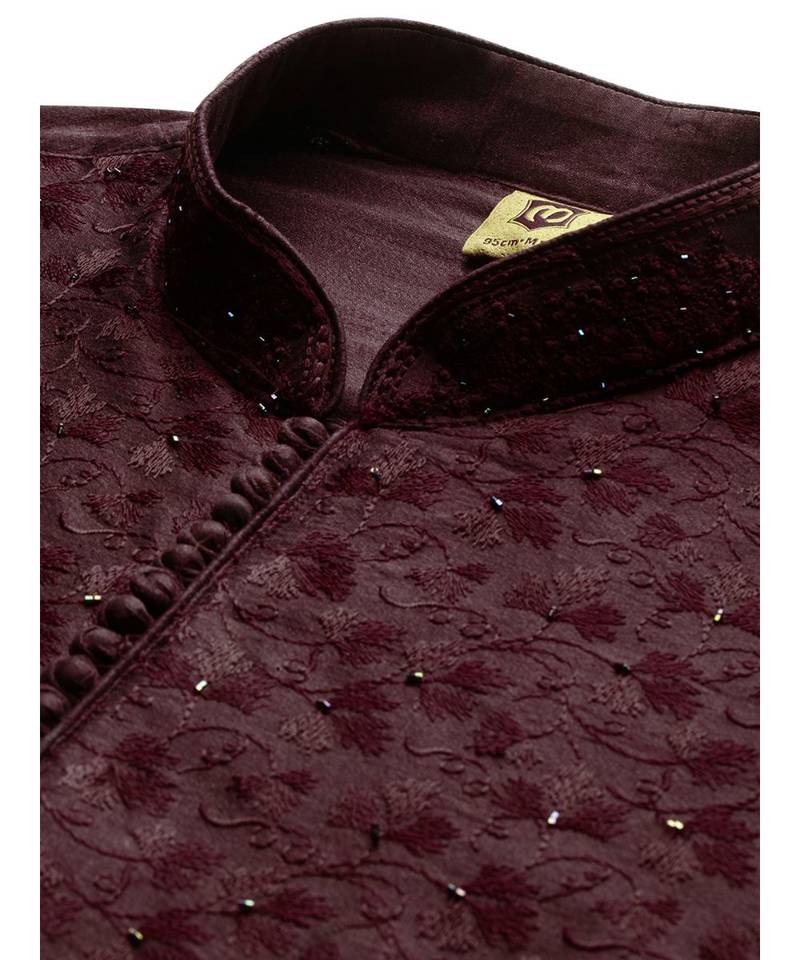 red silk Kurta Churidar Set