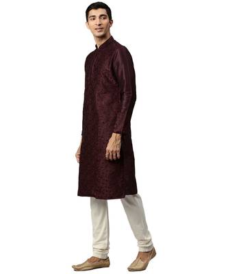 red silk Kurta Churidar Set 3