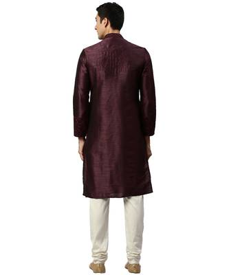 red silk Kurta Churidar Set 4