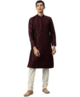 red silk Kurta Churidar Set 5