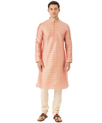 red silk Kurta Churidar Set 1