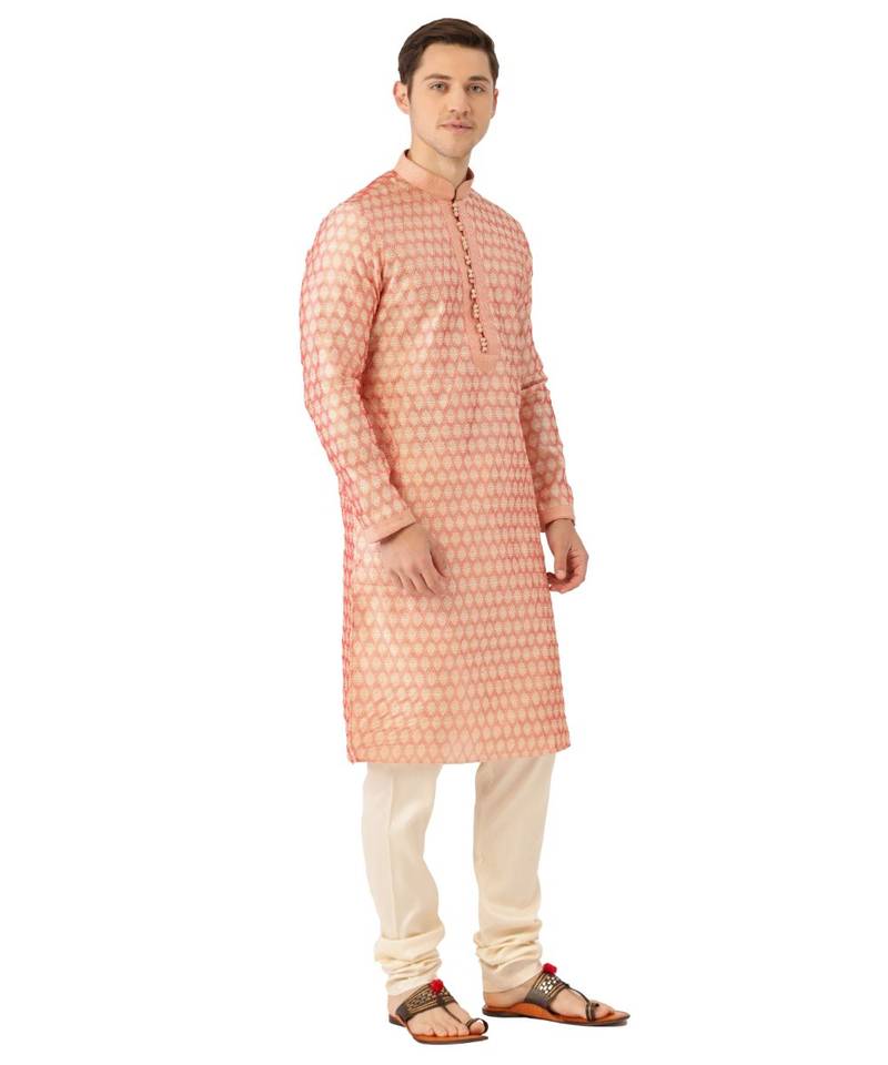 red silk Kurta Churidar Set
