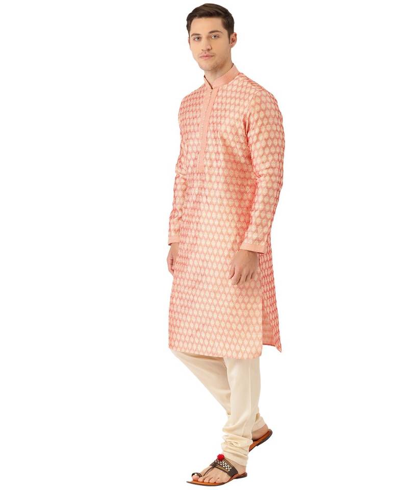 red silk Kurta Churidar Set