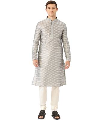 Grey silk Kurta Churidar Set 1