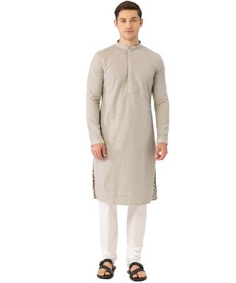 Grey cotton Kurta Churidar Set 1