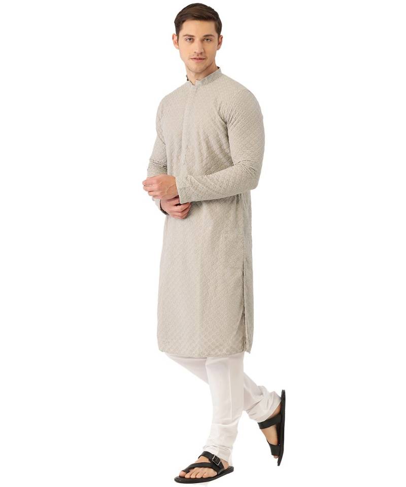 Grey cotton Kurta Churidar Set