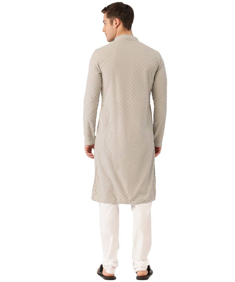 Grey cotton Kurta Churidar Set