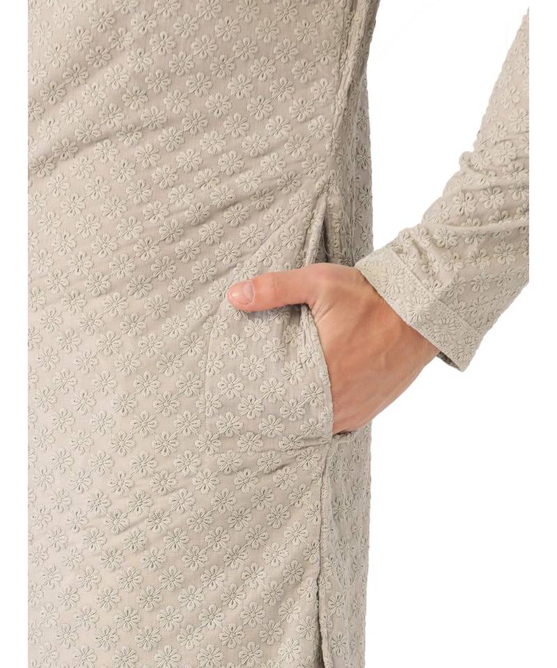 Grey cotton Kurta Churidar Set