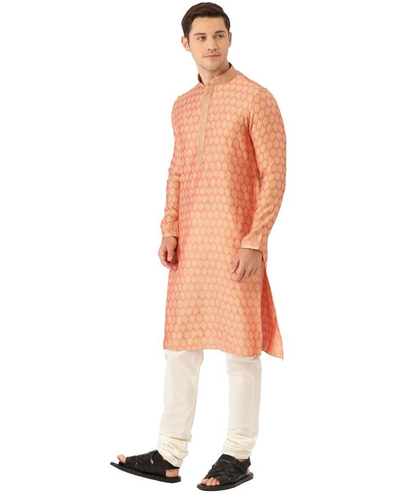 red silk Kurta Churidar Set