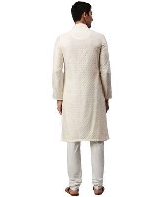 Cream silk Kurta Churidar Set 4