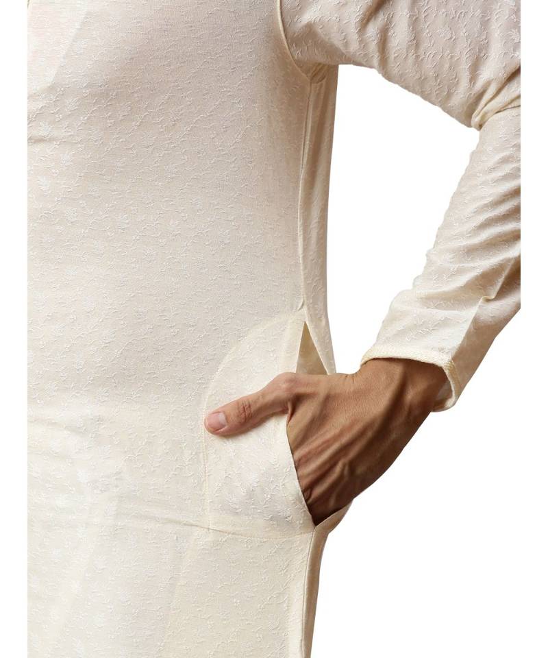 Cream silk Kurta Churidar Set