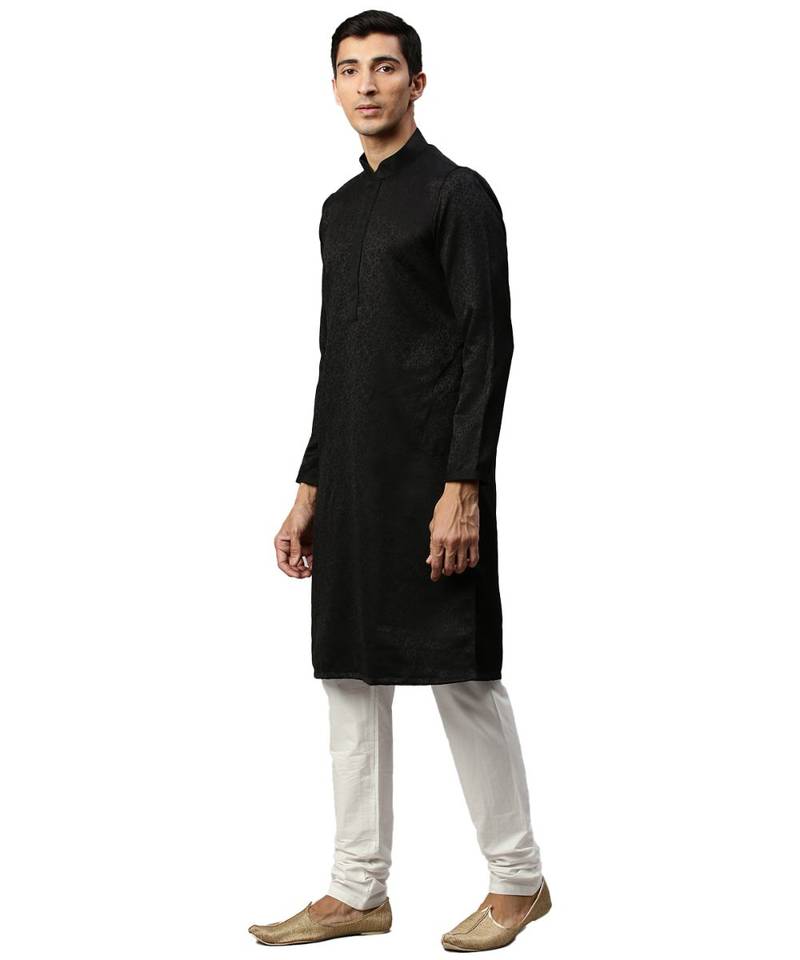 Black Rayon Kurta Churidar Set
