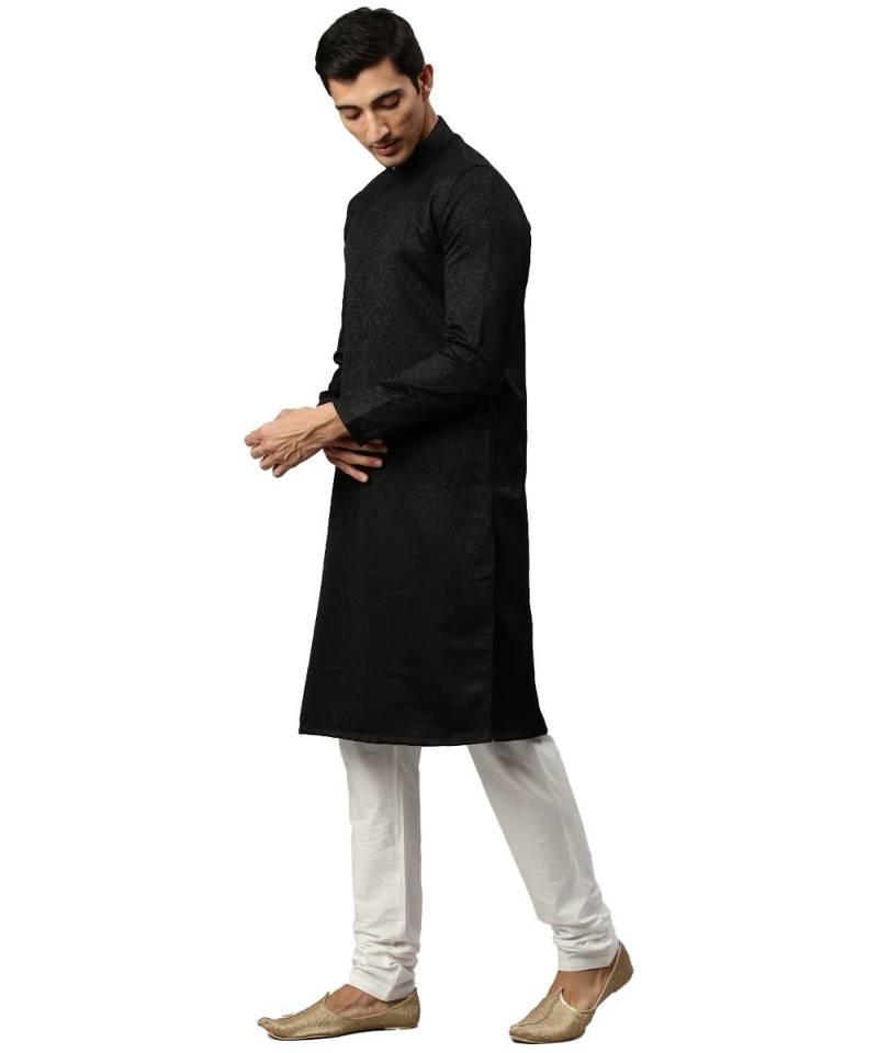 Black Rayon Kurta Churidar Set