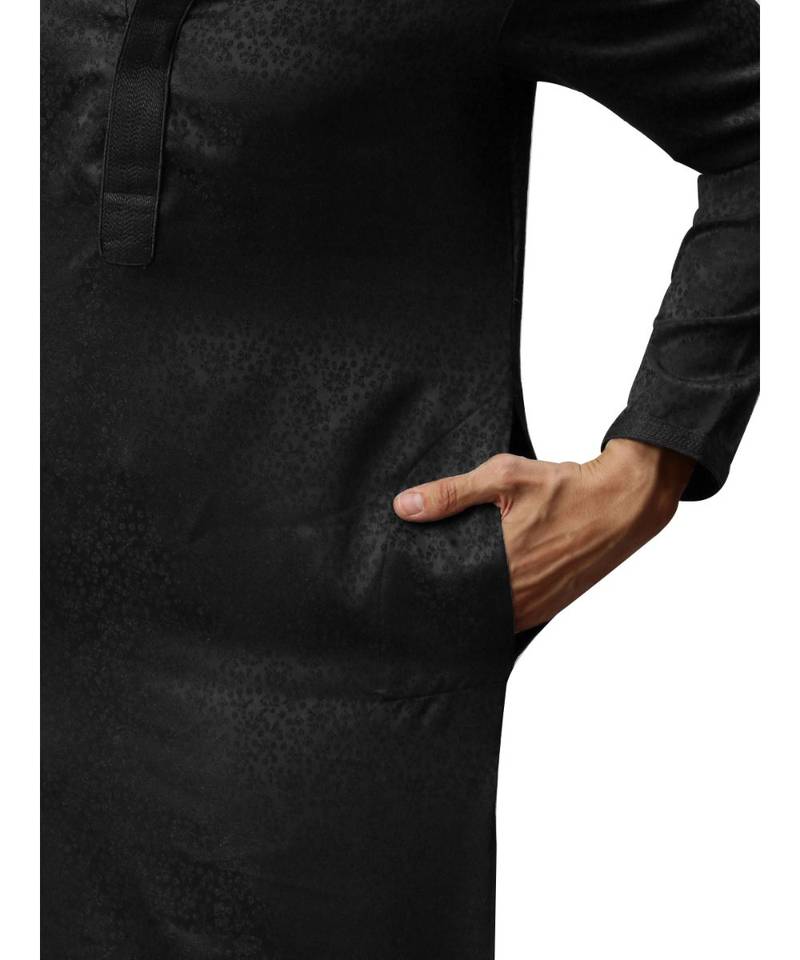 Black Rayon Kurta Churidar Set