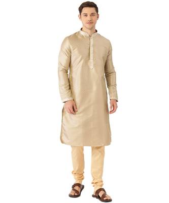 Beige silk Kurta Churidar Set 1