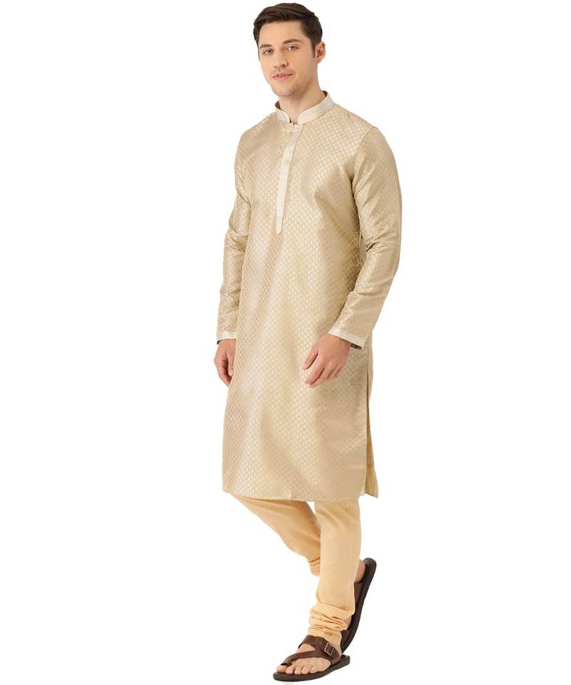 Beige silk Kurta Churidar Set