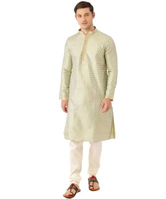 green silk Kurta Churidar Set 1