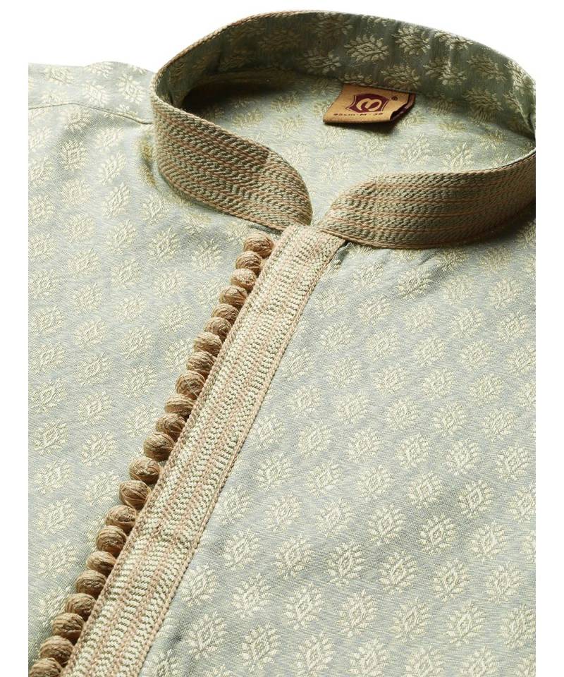 green silk Kurta Churidar Set