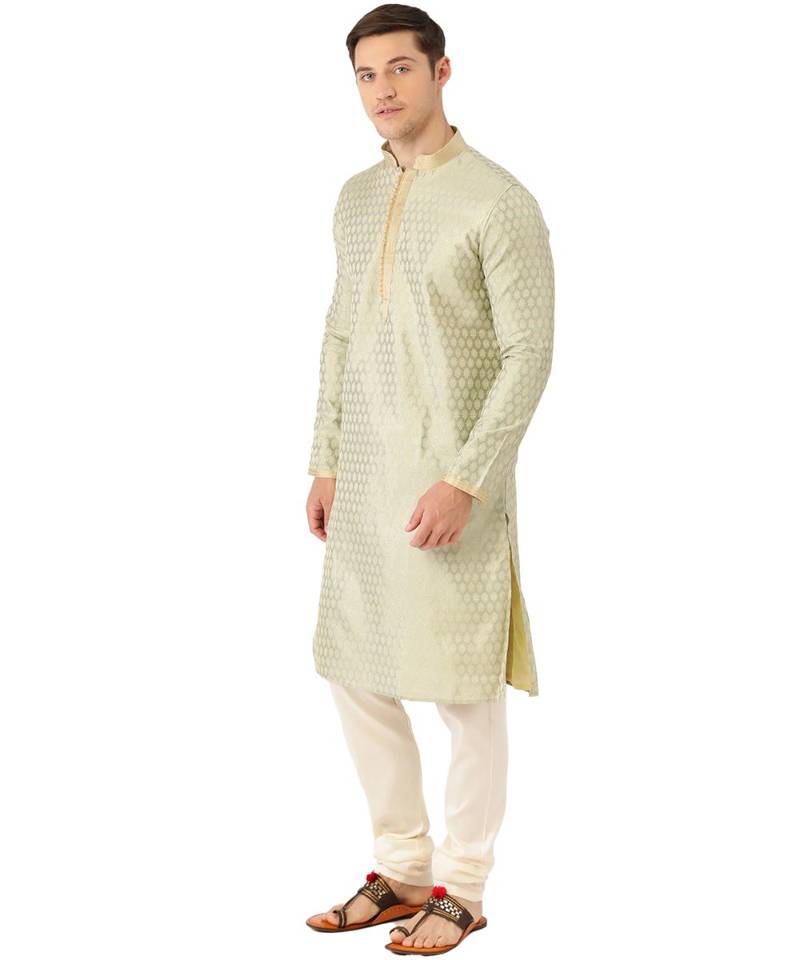 green silk Kurta Churidar Set