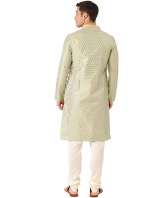 green silk Kurta Churidar Set 4