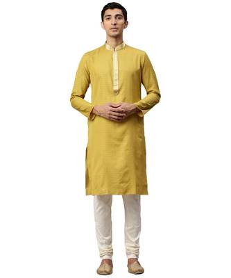 yellow Viscose Kurta Churidar Set 1