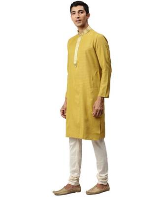 yellow Viscose Kurta Churidar Set 3
