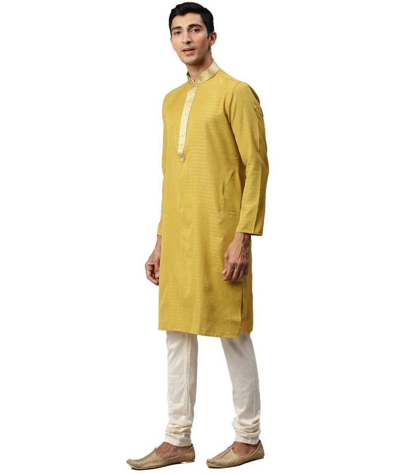 yellow Viscose Kurta Churidar Set