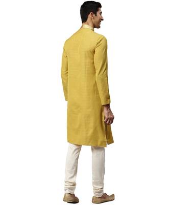 yellow Viscose Kurta Churidar Set 4