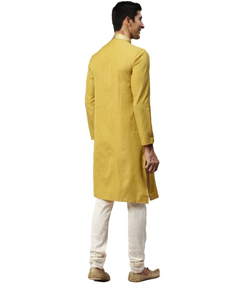 yellow Viscose Kurta Churidar Set