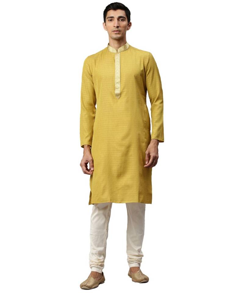 yellow Viscose Kurta Churidar Set