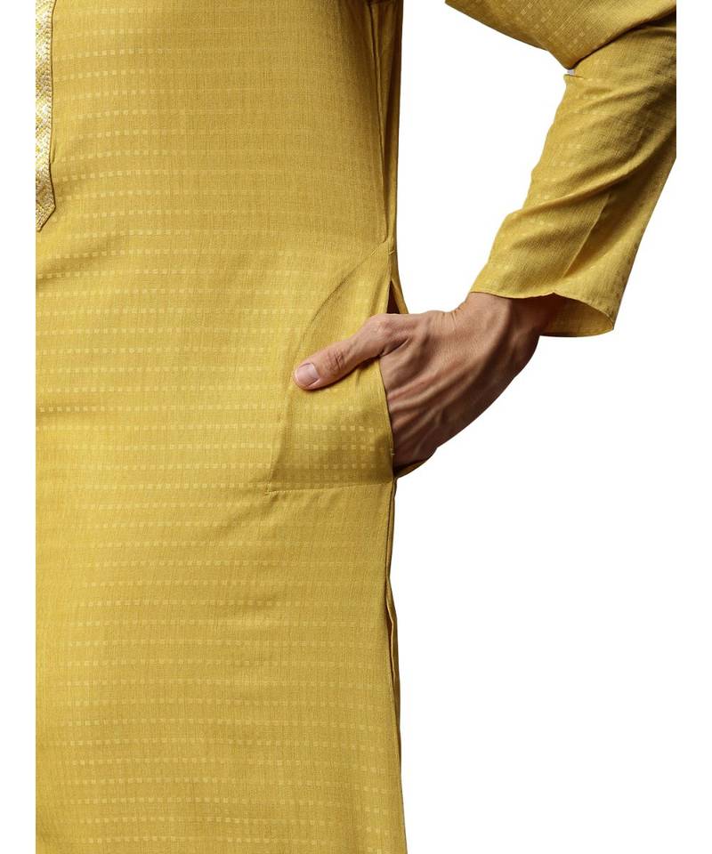 yellow Viscose Kurta Churidar Set
