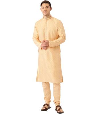 Beige silk Kurta Churidar Set 1