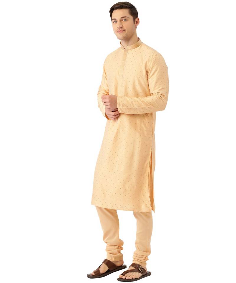 Beige silk Kurta Churidar Set