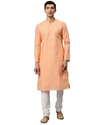 orange silk Kurta Churidar Set 1